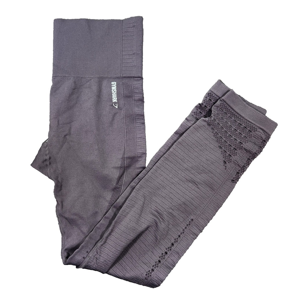 Gymshark‎ Energy+ Seamless Leggings High Waisted Charcoal Gray Eyelet Detail
